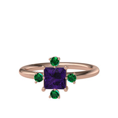 Earla Yüzük - Ametist ve yeşil kuvars 8 ayar rose altın yüzük #148bb60