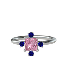 Earla Yüzük - Pembe kuvars ve lab safir 8 ayar beyaz altın yüzük #196aiaf