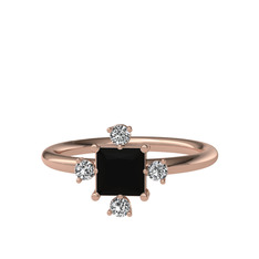Earla Yüzük - Siyah zirkon ve swarovski 14 ayar rose altın yüzük #1a6g2nq