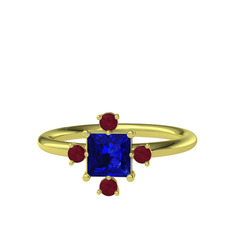 Earla Yüzük - Lab safir ve kök yakut 18 ayar altın yüzük #1acming