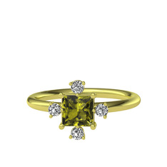 Peridot ve swarovski 14 ayar altın yüzük