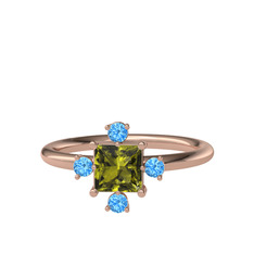 Peridot ve akuamarin 18 ayar rose altın yüzük