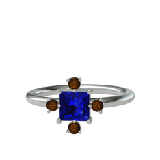 Earla Yüzük - Lab safir ve dumanlı kuvars 8 ayar beyaz altın yüzük #1cd5l7o