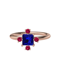 Lab safir ve rodolit garnet 8 ayar rose altın yüzük