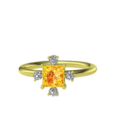 Earla Yüzük - Sitrin ve beyaz zirkon 8 ayar altın yüzük #1dh6neq