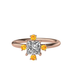 Earla Yüzük - Swarovski ve sitrin 18 ayar rose altın yüzük #1fua3lj