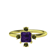 Earla Yüzük - Ametist ve peridot 8 ayar altın yüzük #1g21kcp