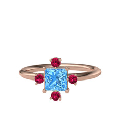 Earla Yüzük - Akuamarin ve rodolit garnet 8 ayar rose altın yüzük #1h5f27y