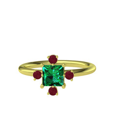 Earla Yüzük - Yeşil kuvars ve kök yakut 8 ayar altın yüzük #1h6k3wg