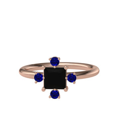 Earla Yüzük - Siyah zirkon ve lab safir 14 ayar rose altın yüzük #1hjvjz0