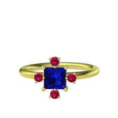 Lab safir ve rodolit garnet 14 ayar altın yüzük