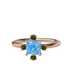 Earla Yüzük - Akuamarin ve peridot 925 ayar rose altın kaplama gümüş yüzük #1juju1o