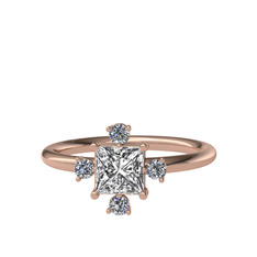 Swarovski ve pırlanta 925 ayar rose altın kaplama gümüş yüzük (0.144 karat)