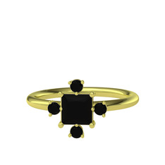 Earla Yüzük - Siyah zirkon 14 ayar altın yüzük #1rm5u78