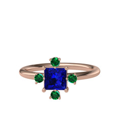 Lab safir ve yeşil kuvars 18 ayar rose altın yüzük