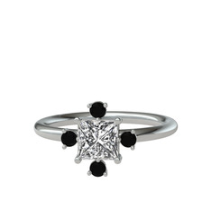 Earla Yüzük - Swarovski ve siyah zirkon 14 ayar beyaz altın yüzük #1ufwwjw