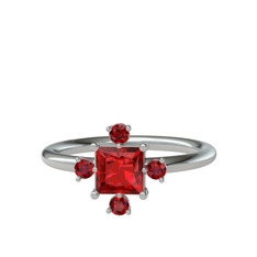 Earla Yüzük - Garnet 14 ayar beyaz altın yüzük #1x1e0pu