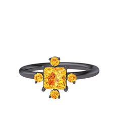 Earla Yüzük - Sitrin 925 ayar siyah rodyum kaplama gümüş yüzük #1xj4zp7