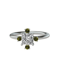 Earla Yüzük - Swarovski ve peridot 18 ayar beyaz altın yüzük #1xxa0ph