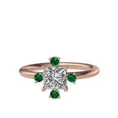 Earla Yüzük - Swarovski ve yeşil kuvars 8 ayar rose altın yüzük #1y9jni6