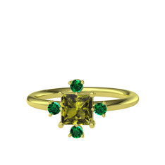 Earla Yüzük - Peridot ve yeşil kuvars 18 ayar altın yüzük #5nvdtb