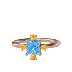 Earla Yüzük - Akuamarin ve sitrin 18 ayar rose altın yüzük #6c74os