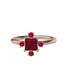 Kök yakut ve rodolit garnet 18 ayar rose altın yüzük