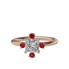 Earla Yüzük - Beyaz zirkon ve garnet 8 ayar rose altın yüzük #8azhg5