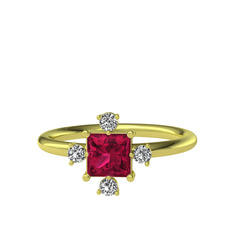 Earla Yüzük - Rodolit garnet ve swarovski 8 ayar altın yüzük #9xomgj