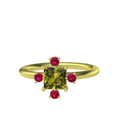 Earla Yüzük - Peridot ve rodolit garnet 14 ayar altın yüzük #a32pfd