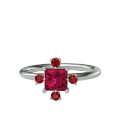 Earla Yüzük - Rodolit garnet ve garnet 14 ayar beyaz altın yüzük #a4fpod