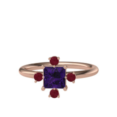 Earla Yüzük - Ametist ve kök yakut 18 ayar rose altın yüzük #bbvmb7