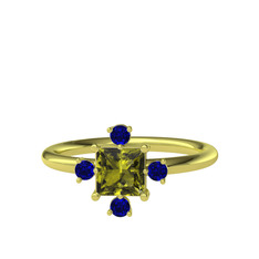 Peridot ve lab safir 8 ayar altın yüzük