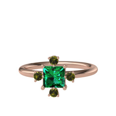 Earla Yüzük - Yeşil kuvars ve peridot 925 ayar rose altın kaplama gümüş yüzük #cutl57