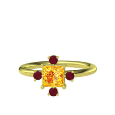 Earla Yüzük - Sitrin ve kök yakut 14 ayar altın yüzük #eb6oyy