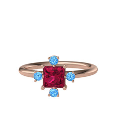 Earla Yüzük - Rodolit garnet ve akuamarin 18 ayar rose altın yüzük #eboo90
