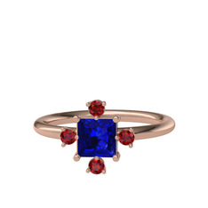 Earla Yüzük - Lab safir ve garnet 14 ayar rose altın yüzük #h6yg6i