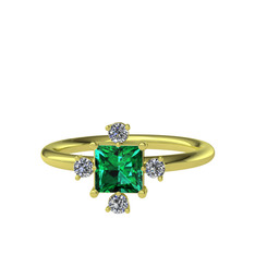 Earla Yüzük - Yeşil kuvars ve pırlanta 8 ayar altın yüzük (0.144 karat) #hhh6kk