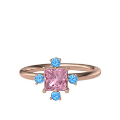 Earla Yüzük - Pembe kuvars ve akuamarin 8 ayar rose altın yüzük #ikqvvt