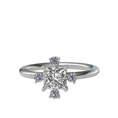 Swarovski ve pırlanta 8 ayar beyaz altın yüzük (0.144 karat)