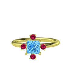 Earla Yüzük - Akuamarin ve rodolit garnet 18 ayar altın yüzük #jhpj1d