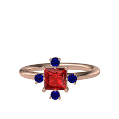 Earla Yüzük - Garnet ve lab safir 14 ayar rose altın yüzük #k4u9l6