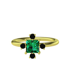 Earla Yüzük - Yeşil kuvars ve siyah zirkon 8 ayar altın yüzük #kkpkw4