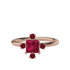 Earla Yüzük - Rodolit garnet ve kök yakut 18 ayar rose altın yüzük #m5o05g