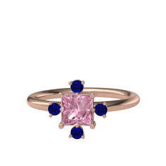 Earla Yüzük - Pembe kuvars ve lab safir 14 ayar rose altın yüzük #mxnecj