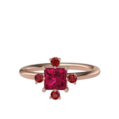 Rodolit garnet ve garnet 14 ayar rose altın yüzük