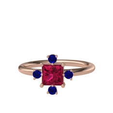 Earla Yüzük - Rodolit garnet ve lab safir 8 ayar rose altın yüzük #n6qaip