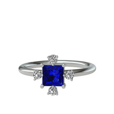 Earla Yüzük - Lab safir ve swarovski 8 ayar beyaz altın yüzük #npy4oo
