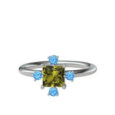 Earla Yüzük - Peridot ve akuamarin 925 ayar gümüş yüzük #p3069b
