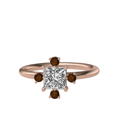 Earla Yüzük - Beyaz zirkon ve dumanlı kuvars 14 ayar rose altın yüzük #qeied6